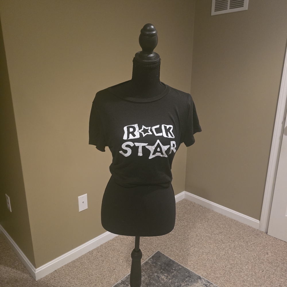 Black T-Shirt with 'Rock Star' Print